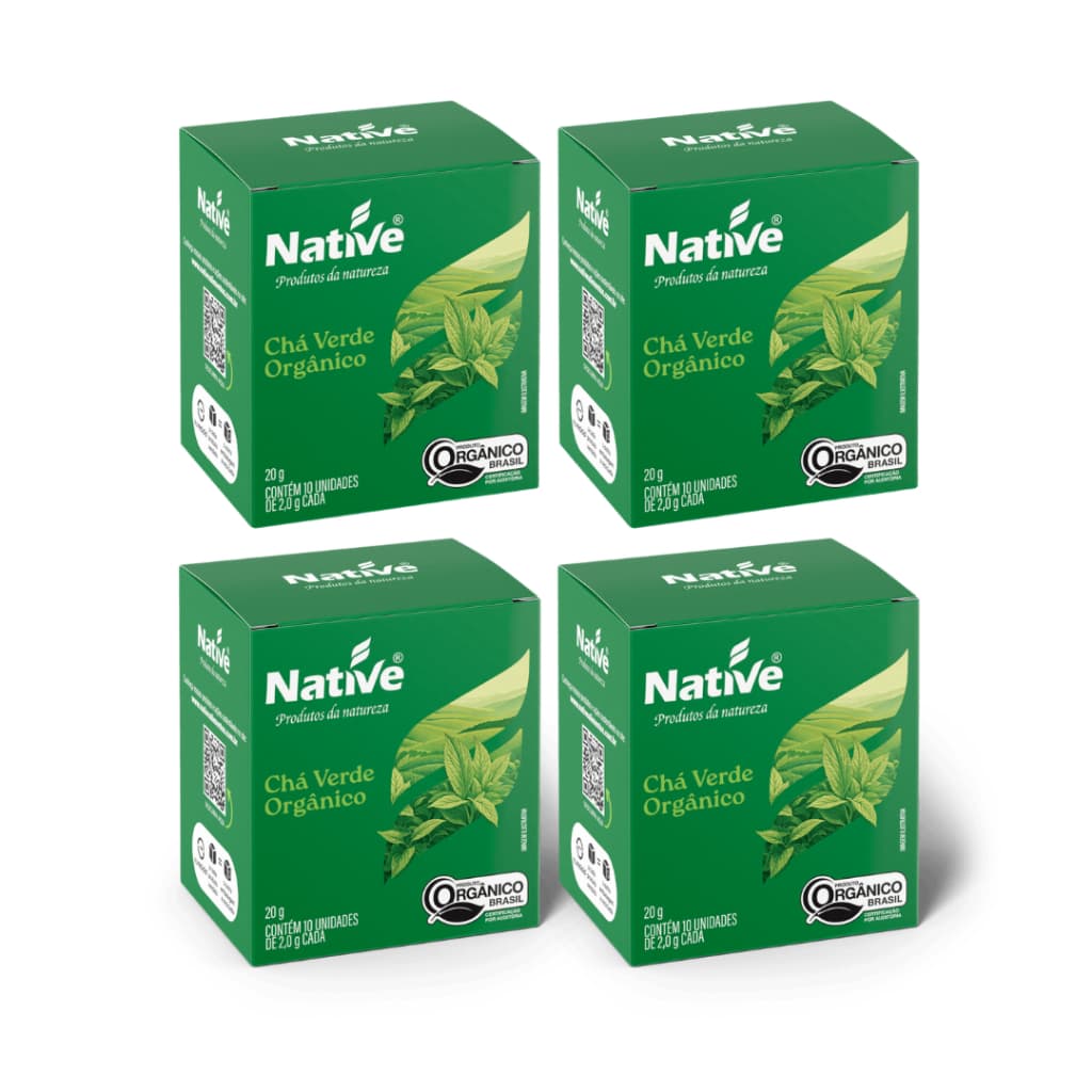 Kit 4 Chá Verde Orgânico Native Com 10 Sachês 20g