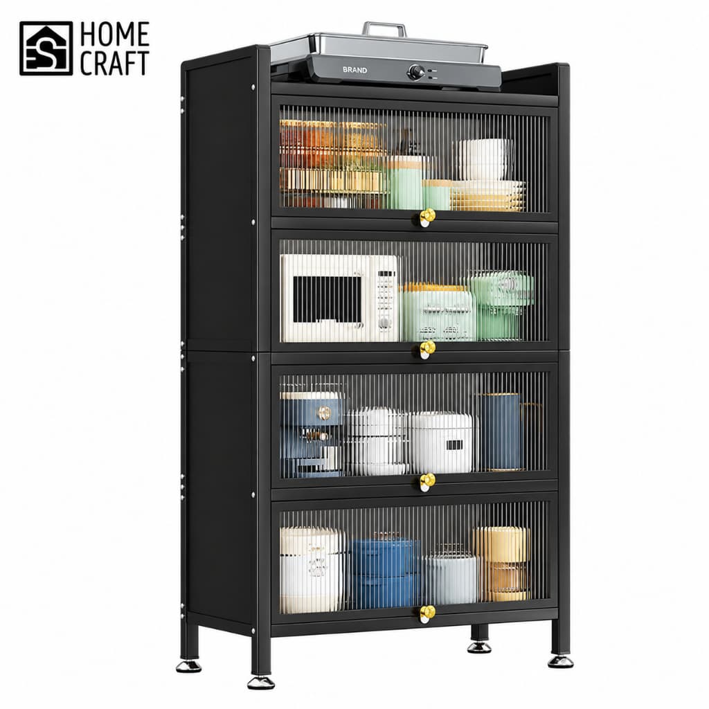 Armário Organizador de Cozinha Multiuso com Porta Basculante, Anti-Poeira, Estrutura em Aço Carbono 60/80/100cm