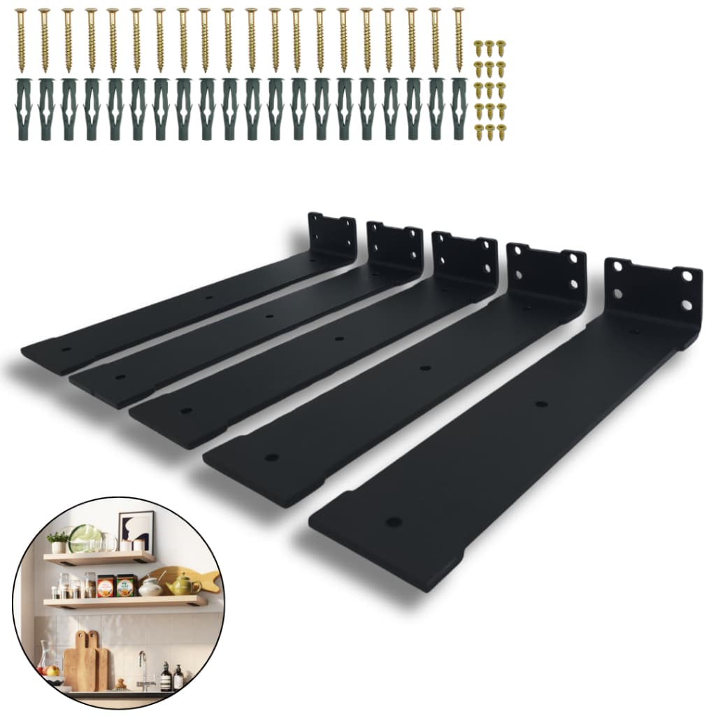 5 Suportes Largo 30cm Mão Francesa De Parede Para Prateleira Aço Reforçado Estilo Moderno Invisível