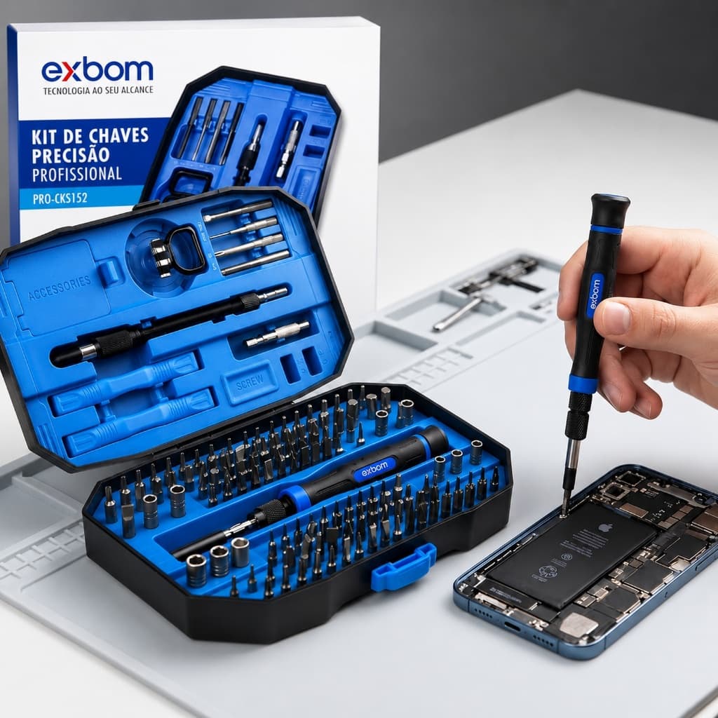 Kit Chaves de Precisão 152 em 1 Completo Para Manutenção Celulares Notebook e Tablet