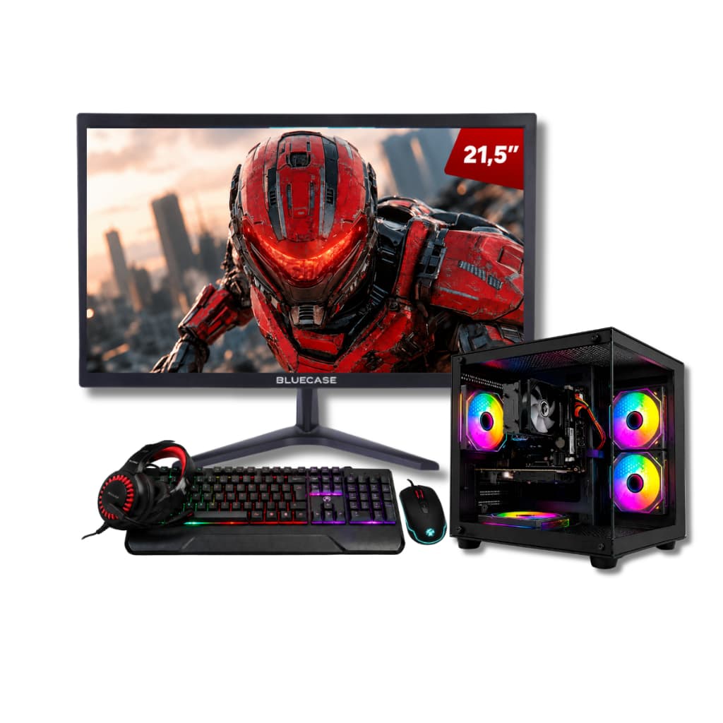 Computador Pc Gamer GTA RP I7 3.ª SSD 240GB 16GB RAM RX 560 Monitor Led 21,5" Wifi Preto Bivolt