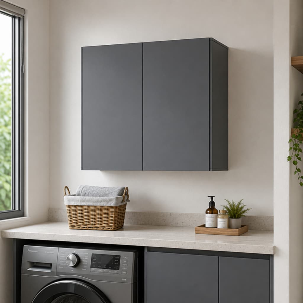 Armário Multiuso 2 Portas Compacto em MDP com Pintura UV para Banheiro, Lavanderia, Quarto e Escritório - Cinza