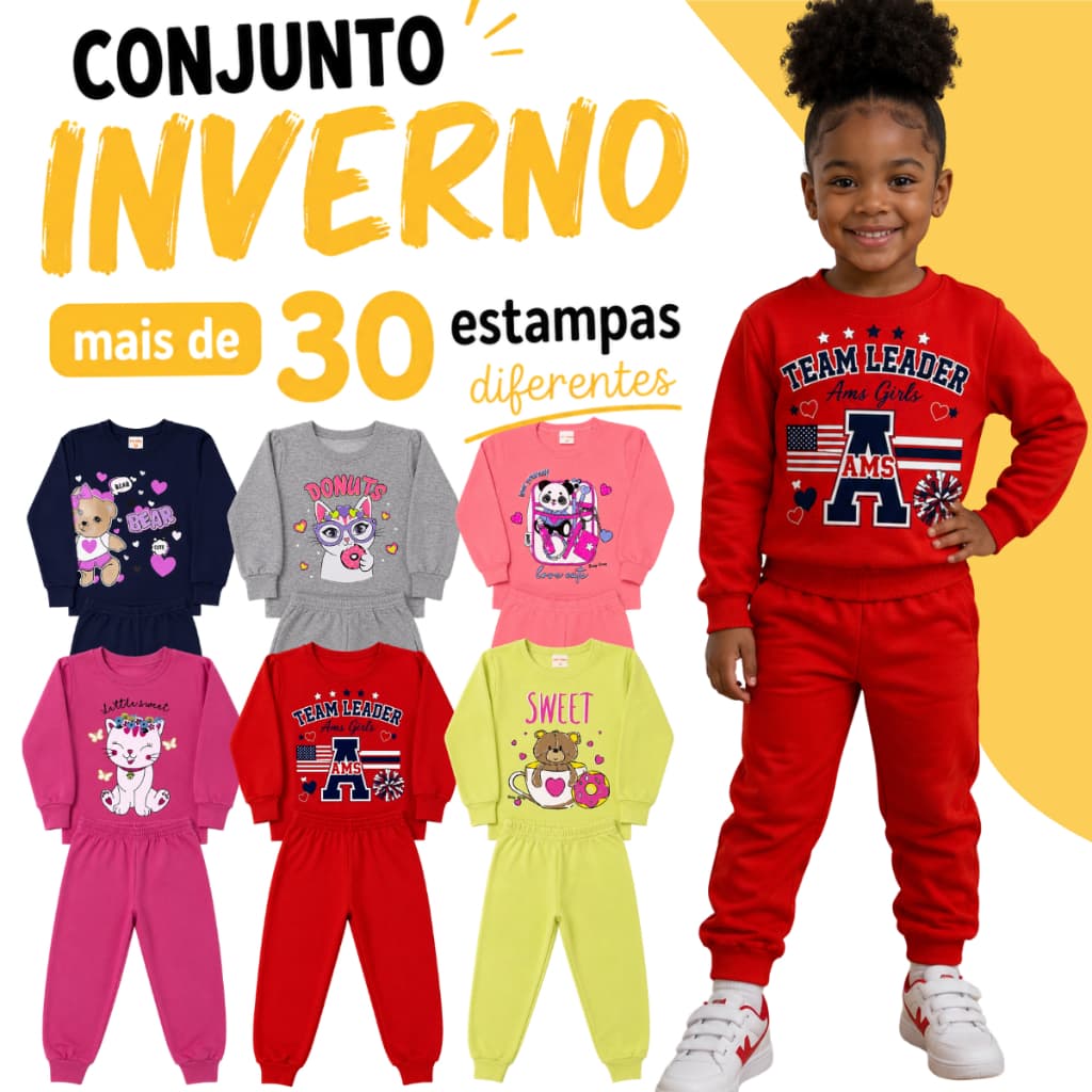 Kit Conjunto 2 ou 4 Peças Moletom Roupa De Bebê Menina Infantil Inverno Casaco E Calça Moletom Quentinho Frio Estiloso