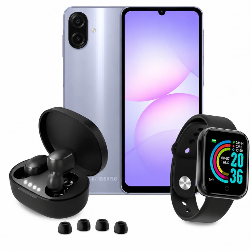 Celular Samsung Galaxy A07 128GB 50MP 5000mAh + Fone Bluetooth + Smartwatch