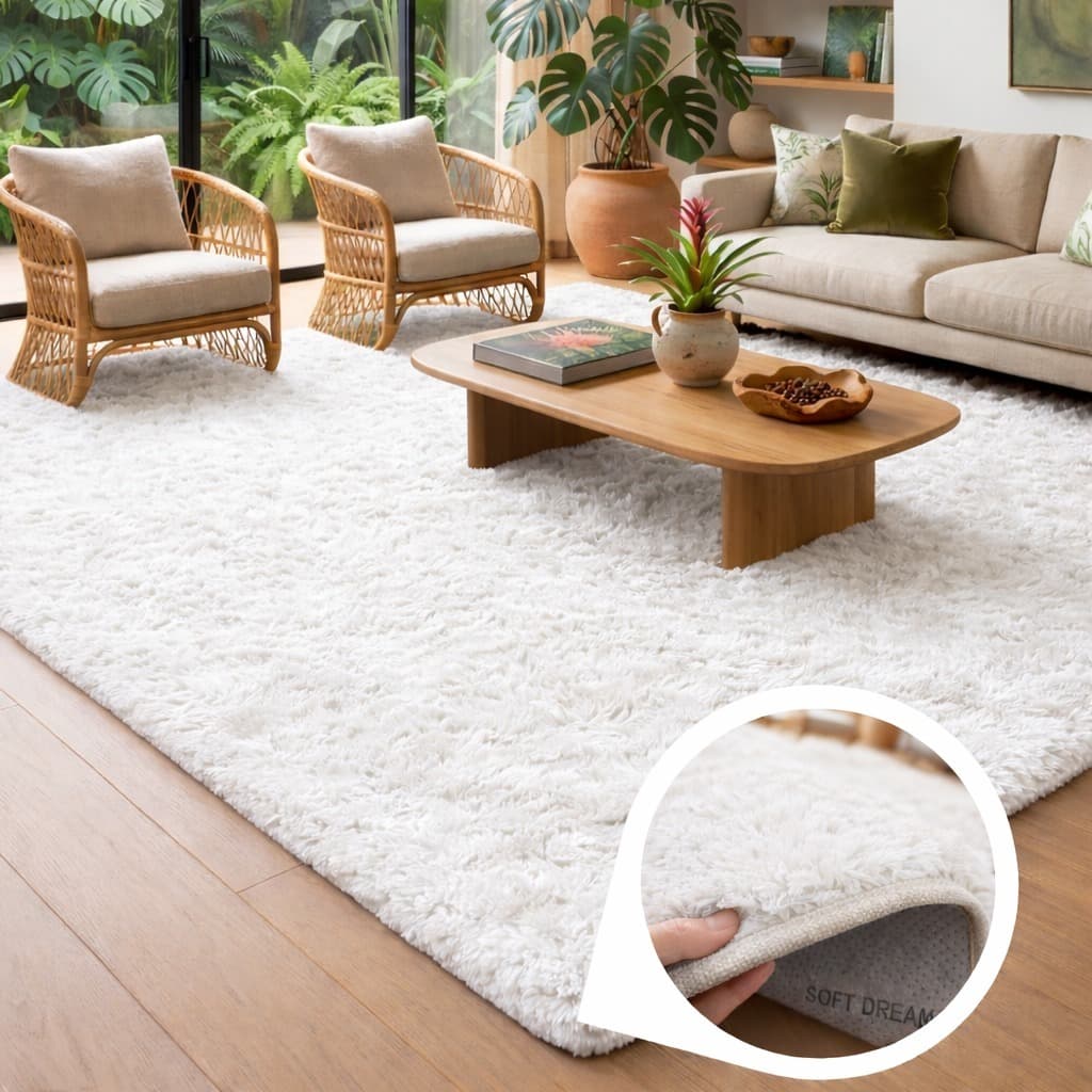 Tapete Peludo Macio 300x250 Grande Shaggy Antiderrapante Sem Emenda para Sala Quarto Decoração Moderna Confortável Luxo