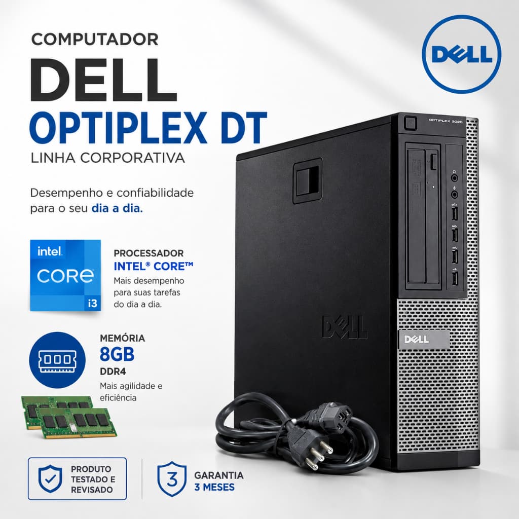 Computador Dell OptiPlex DT  Intel Core i5-2400 SSD WiFi Windows Office PC Desktop Compacto