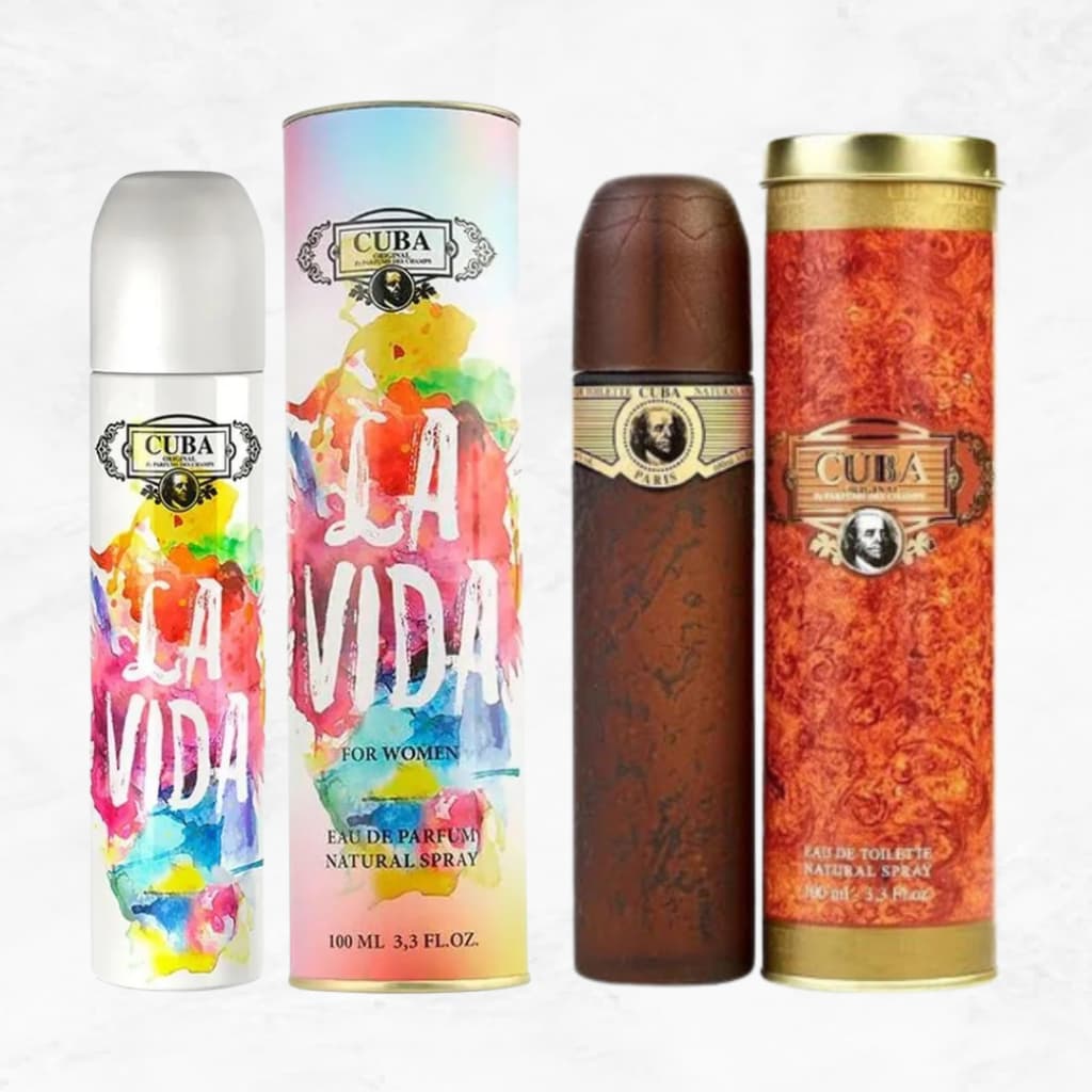 Kit Perfume Feminino Cuba La Vida 100ml + Perfume Masculino Cuba Gold 100ml Importado Original para Casais