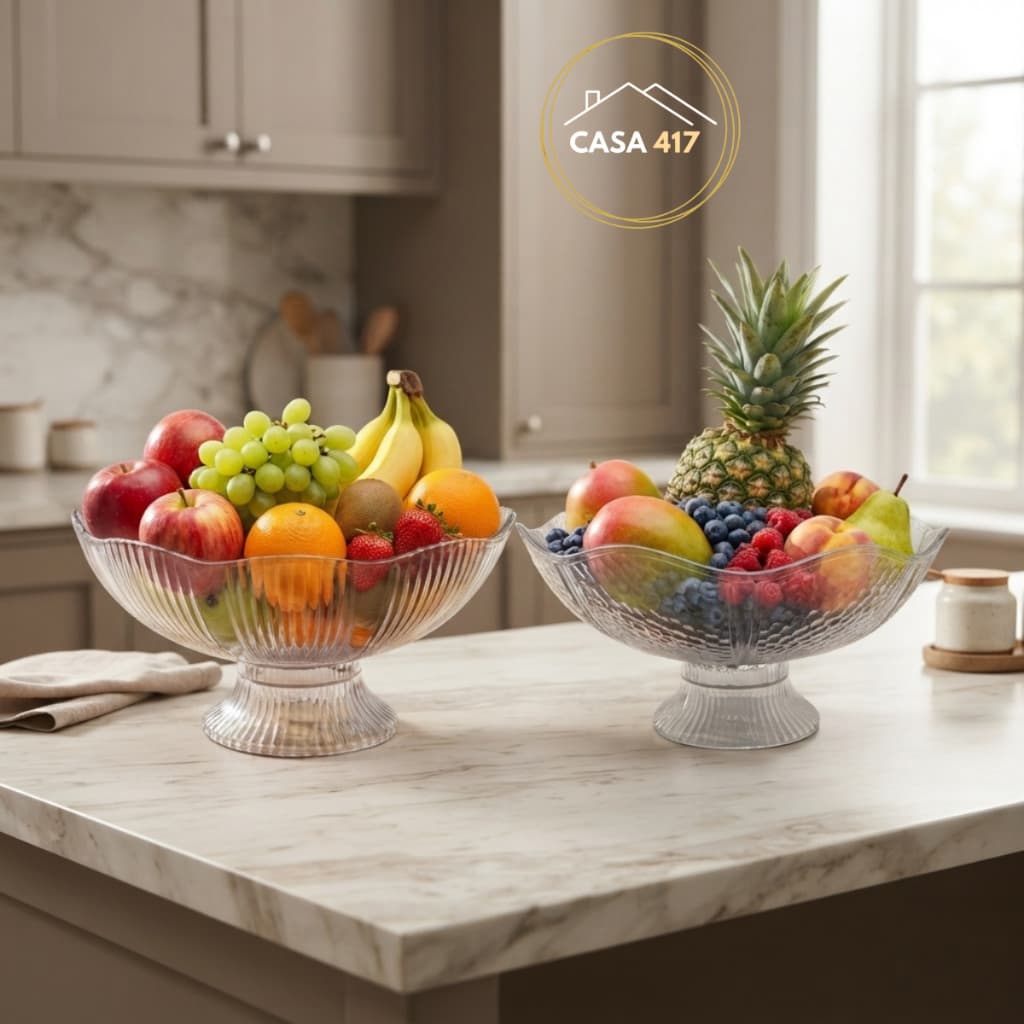 Fruteira de Mesa Acrílica PET resistente Decorativa Organizador frutas Casa Cozinha Multiuso 25cm