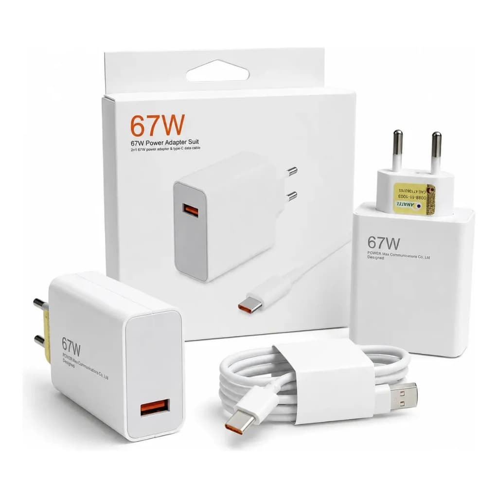 Carregador Turbo 33W e 67W para Xiaomi e Smartphones TIPO C