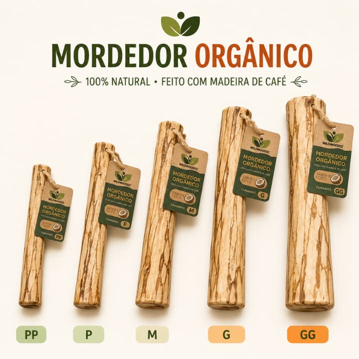 Mordedor  Pet Natural Brinquedo para Cachorro Madeira de Café Sabor Coco WildWoodds