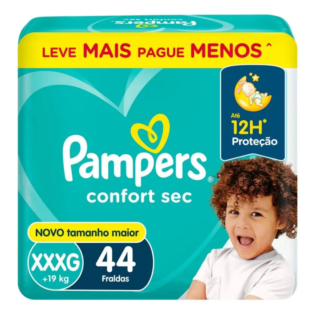 Fralda Pampers Confort Sec XXXG Com 44 unidades - fralda extra grande - fralda infantil