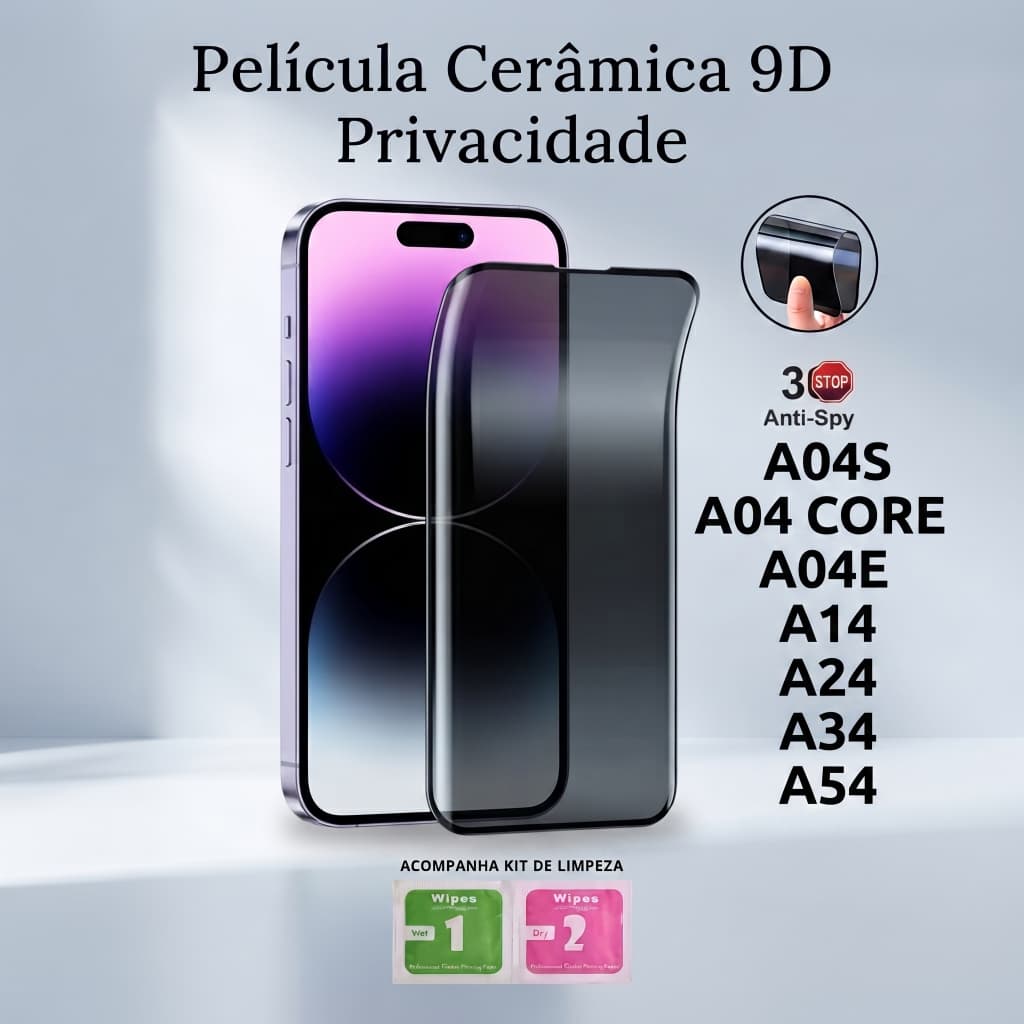 Pelicula de Ceramica 9D Privacidade  Anti Spy Para Samsung A06 A16 A26 A36 A56