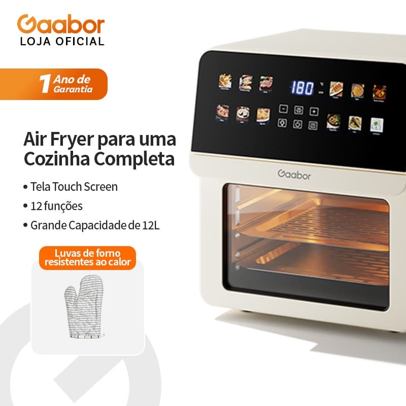 Novo！Gaabor Air Fryer Digital 12L 1700W com Janela Visual Touch Holográfico Sem Óleo Multifuncional AF-120T02