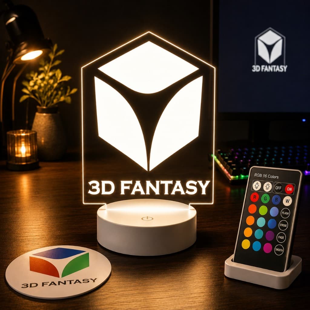 Luminária LED 3D Personalizada Decoração Logo Marca Presente Multicores