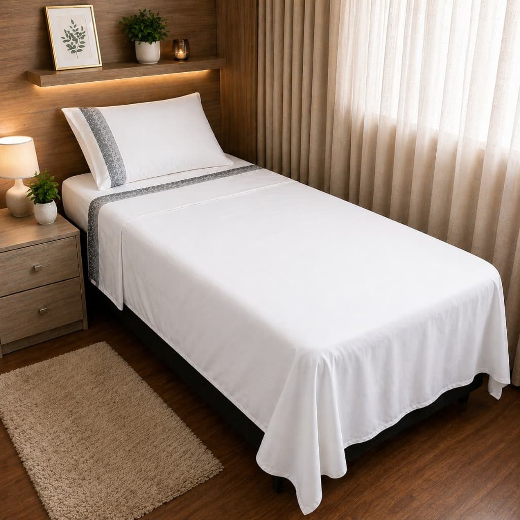Jogo de Lençol 400 Fios Cama Solteiro Casal Queen King com Renda Toque Acetinado Com Elástico