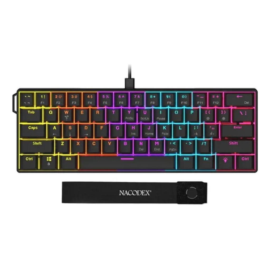 Teclado Mecânico Nacodex X Ajazz Nk61 Com Fio 60% Switch Red, teclado cor preto.