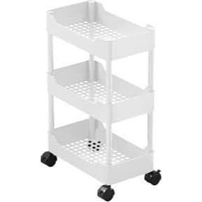 Organizador Multiuso 3 Prateleiras com Rodinhas – Estante Organizadora Móvel para Cozinha, Banheiro, Quar