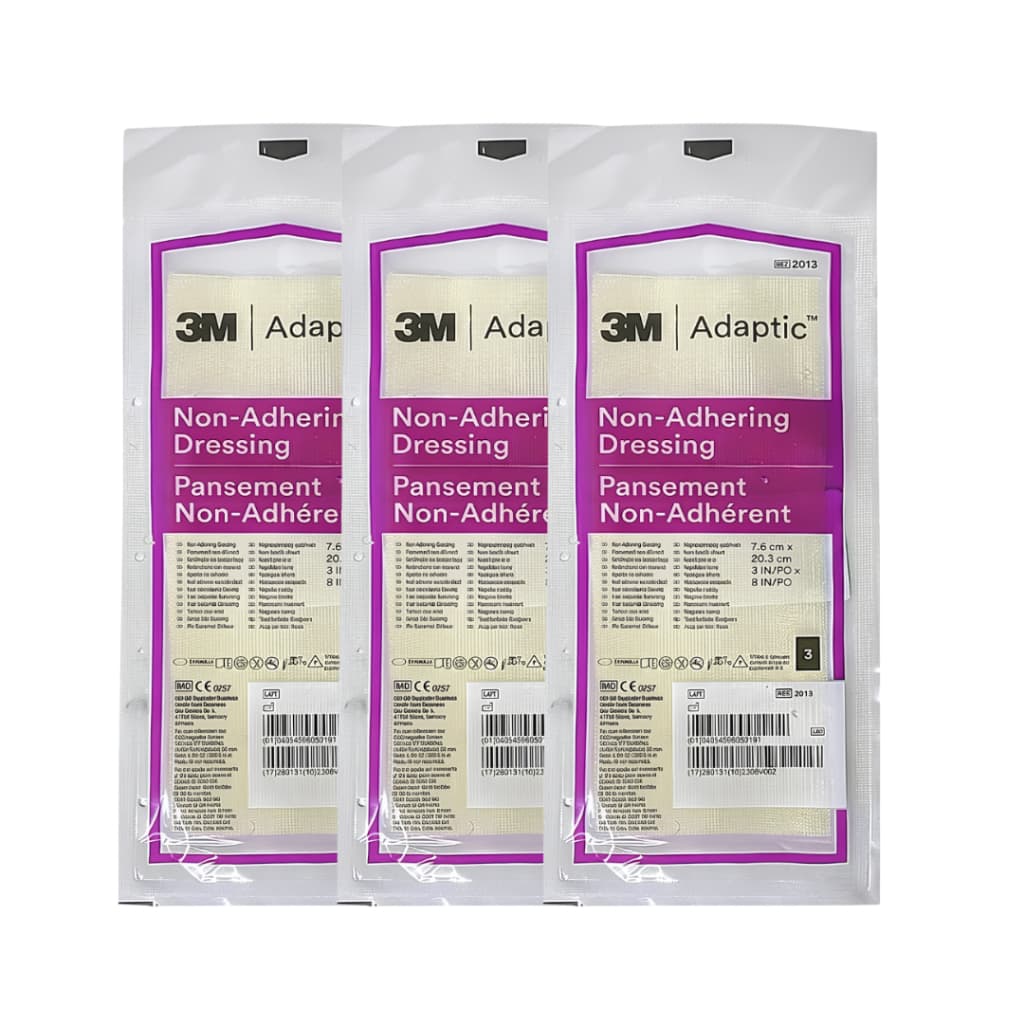 Kit C/3 Envelopes De Curativo Adaptic Malha De Petrolato Não Aderente 7.6x20.3cm