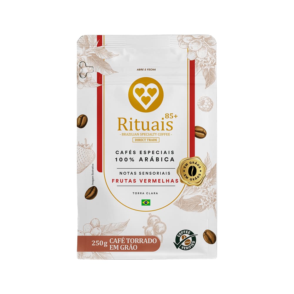 Café Torrado em Grãos Rituais Frutas Vermelhas 3 Corações Pacote 250g