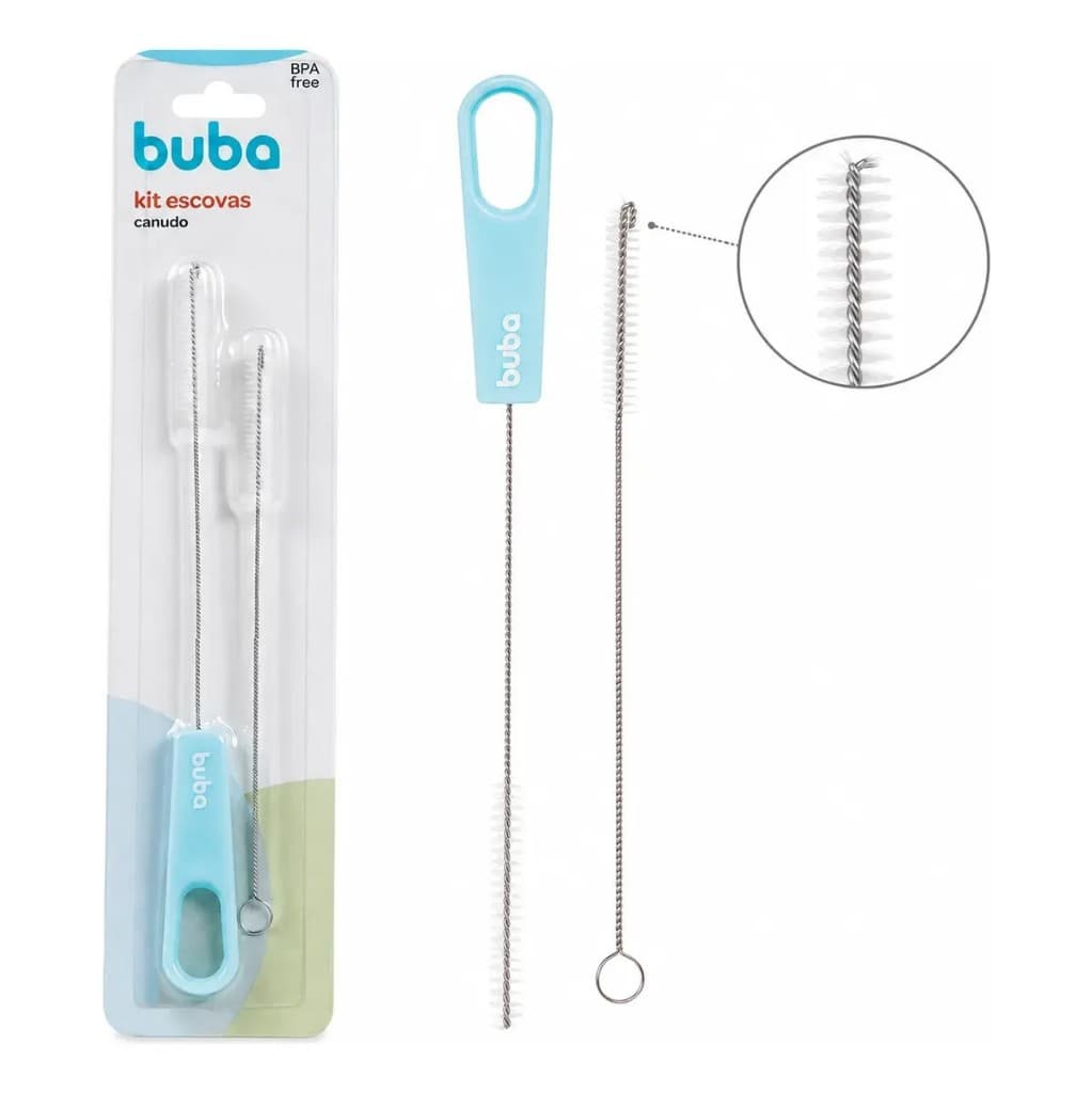 Kit 2 Escovas Limpeza De Canudo Buba Garrafinha Copo Bebê Mamadeira Livre De BPA
