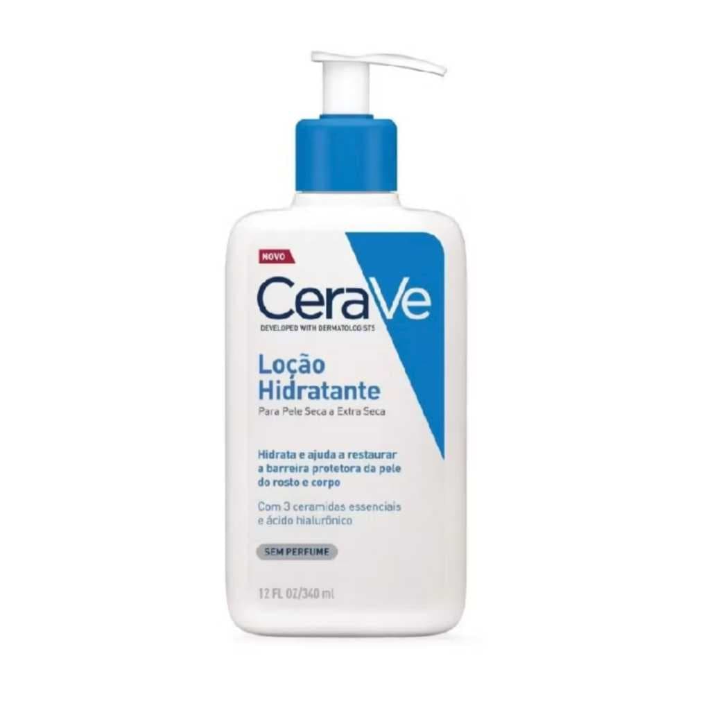 Loção Cerave Hidratante 340ml | Pele Seca e Extra Seca | Ceramidas + Ácido Hialurônico