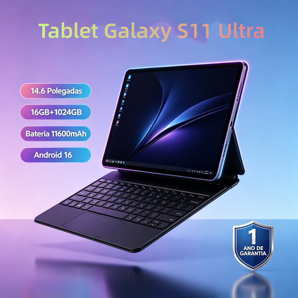 【Teclado e mouse grátis】Tablet Galaxy S11 Ultra com tela de 14,6 polegadas, 16 GB + 1 TB, bateria de 11.600 mAh, Android
