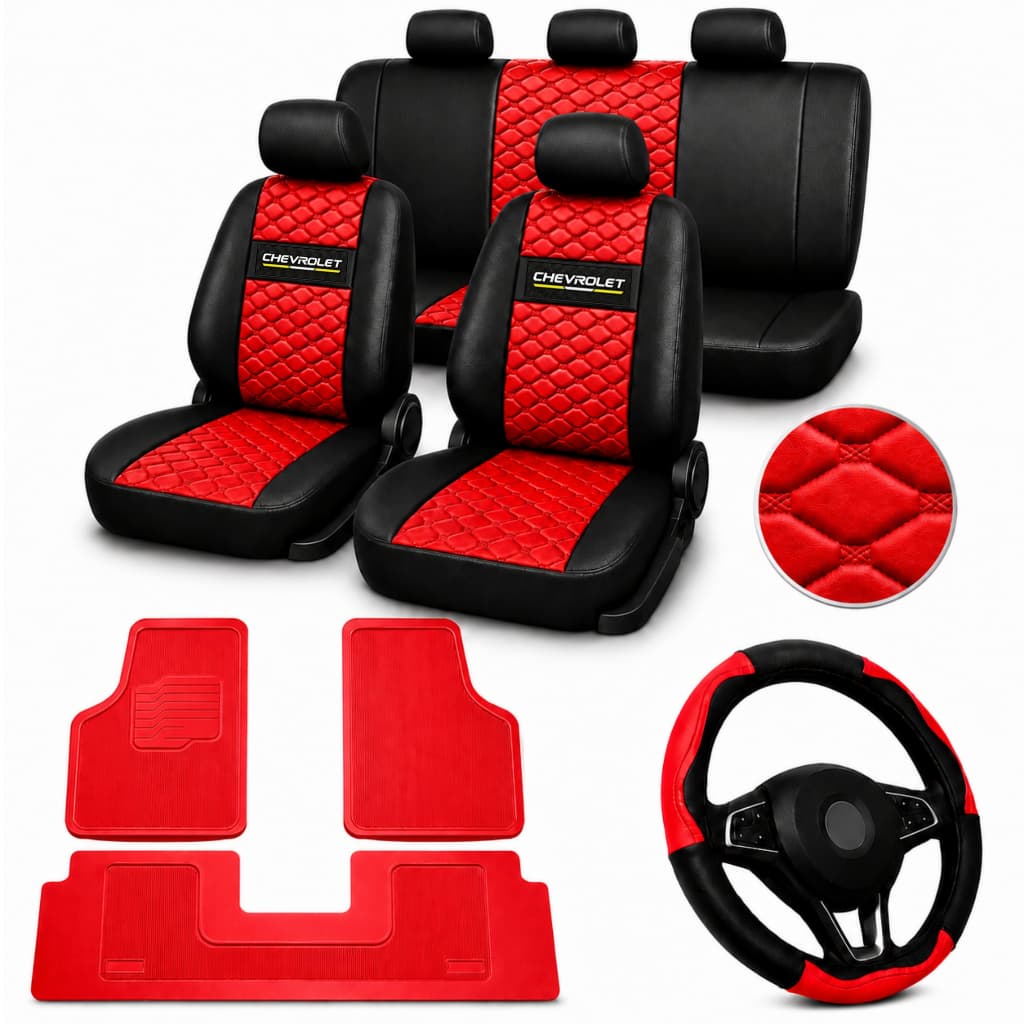 kit Capa Banco De Carro Automotivo Gm Corsa Celta Agile Onix Prisma meriva tapete vermelho volante