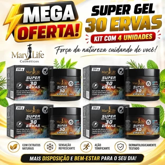 Kit  Super Gel 30 Ervas 250g Mary Life ESCOLHA SEU KIT!