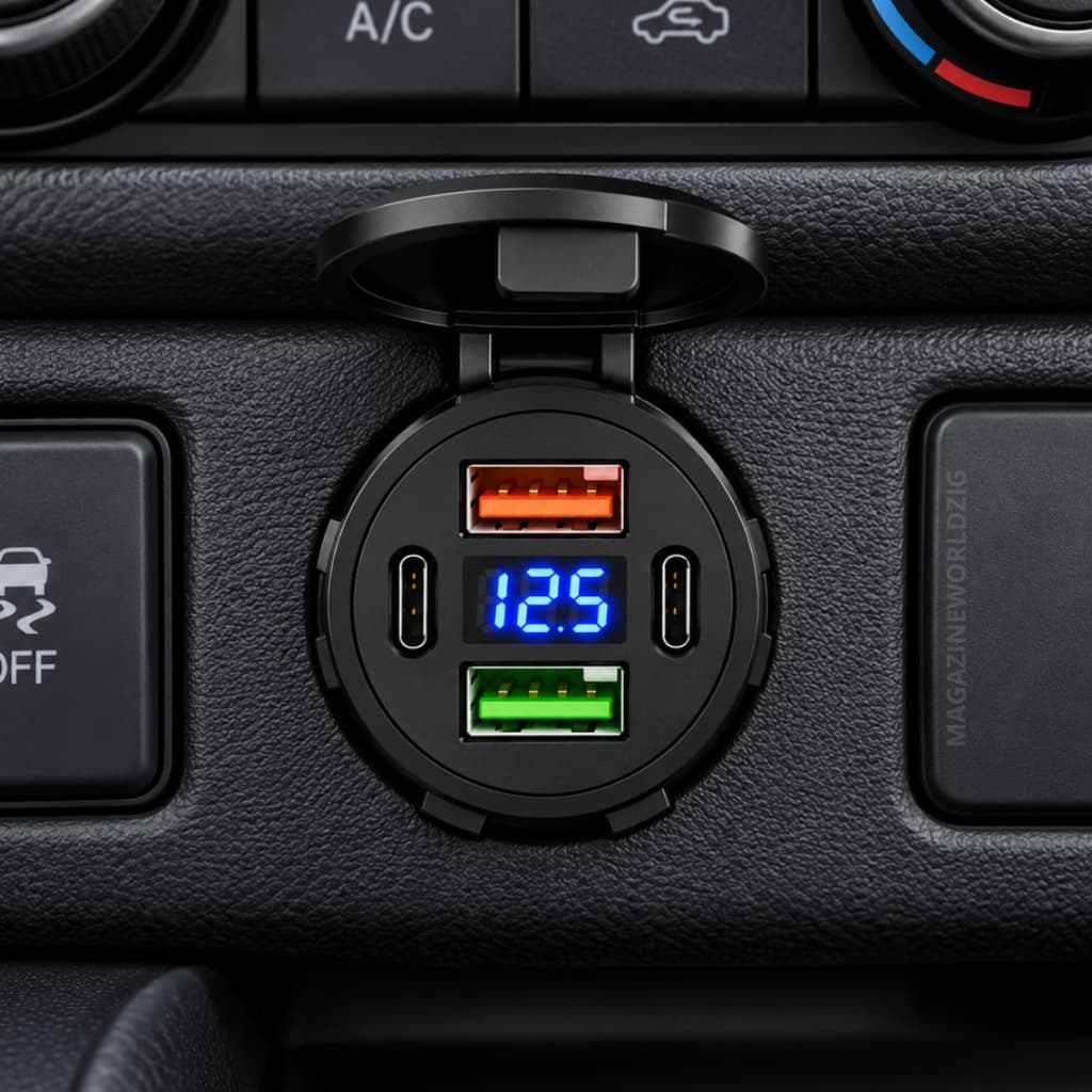 Tomada Carregador Veicular 04 Entradas USB + TIPO-C 12V WZ-6818
