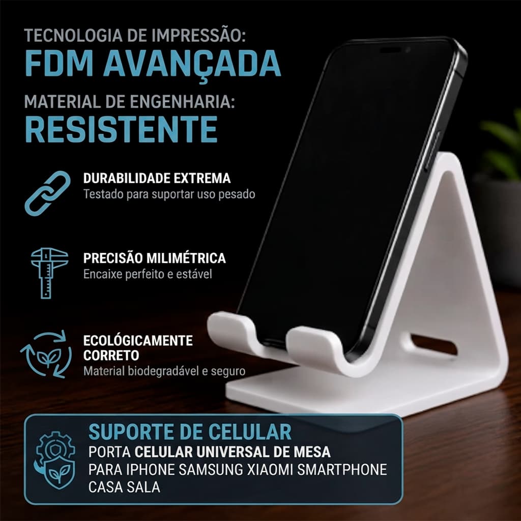 SUPORTE DE CELULAR PORTA CELULAR UNIVERSAL DE MESA PARA IPHONE SAMSUNG XIAOMI SMARTPHONE CASA SALA PRECISÃO MILIMÉTRICA
