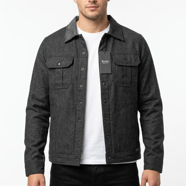 Jaqueta Masculina Sarja Chumbo Premium Casual com Bolsos