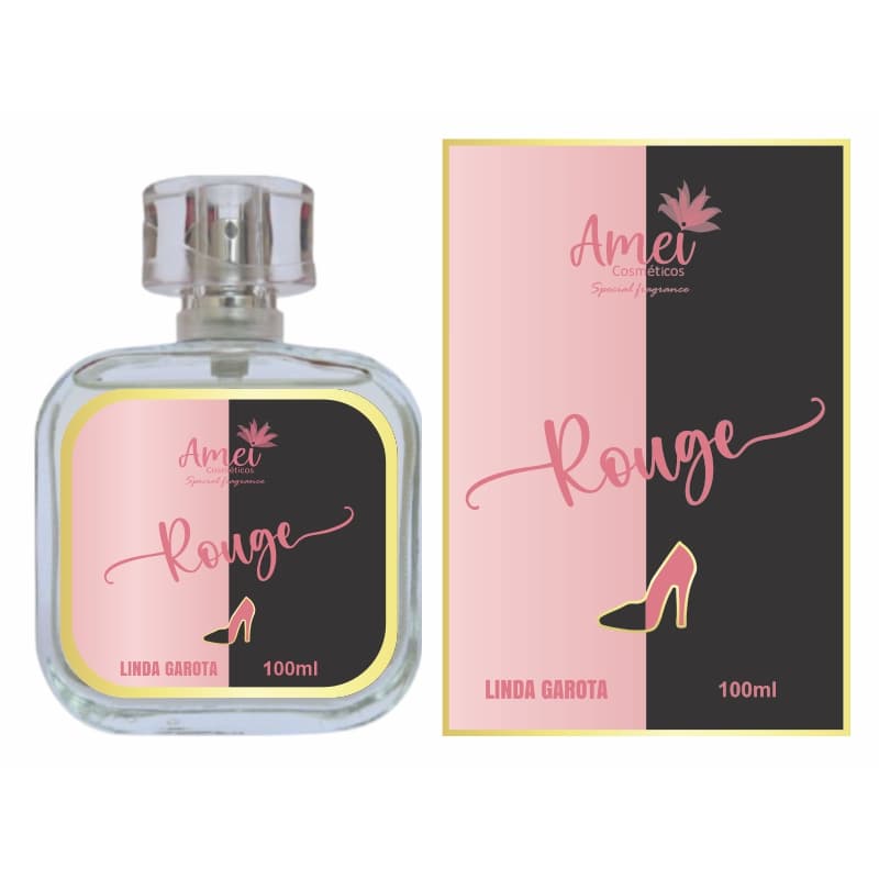 Perfume Linda Garota Rouge Feminino Amei Cosméticos Alta Fixação 33% de Essência Importada Parfum