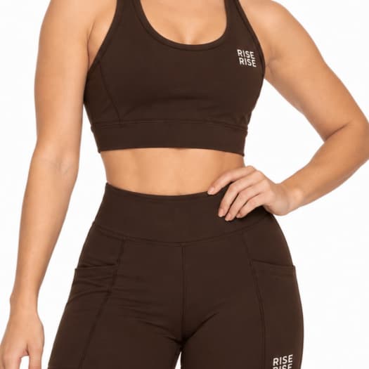 Conjunto Fitness Feminino Top e Short com Bolso Roupa de Academia Feminina Yoga Pilates Rise