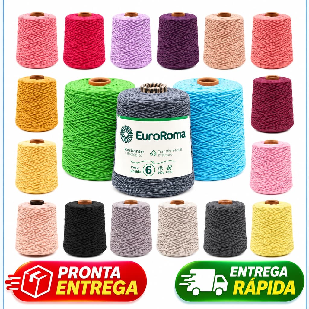 Barbante Euroroma 610m 600g N6 Fio Para Crochê Tapete  Artesanato