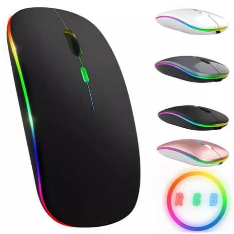 Mouse Bluetooth e Wireless Recarregável Sem Fio Gamer Led Rgb 2.4 hz B 5.0 Compatível com Notebook Computador Tablet