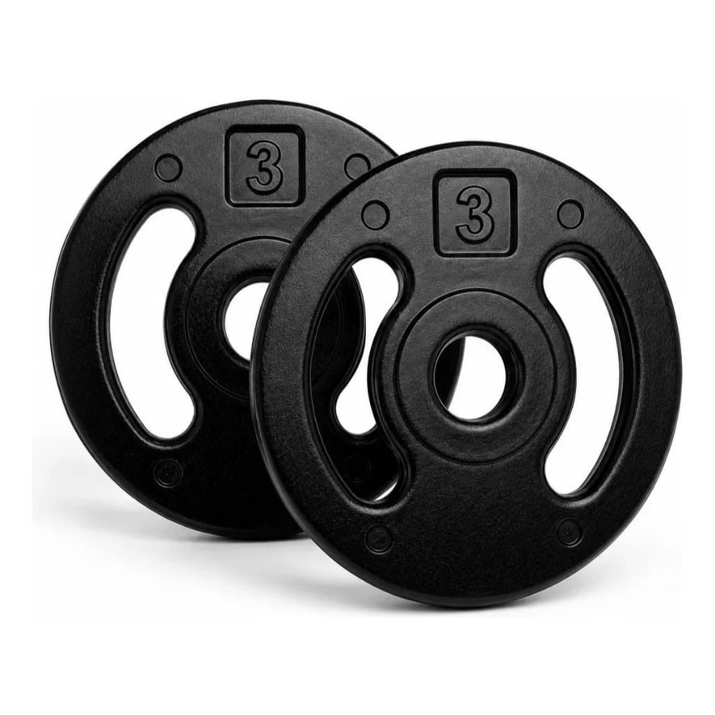 Kit 2 Anilhas 3Kg Injetadas Musculação Academia Treino Peso Fitness Exercícios Físicos Esporte Fisioterapia Recuperação