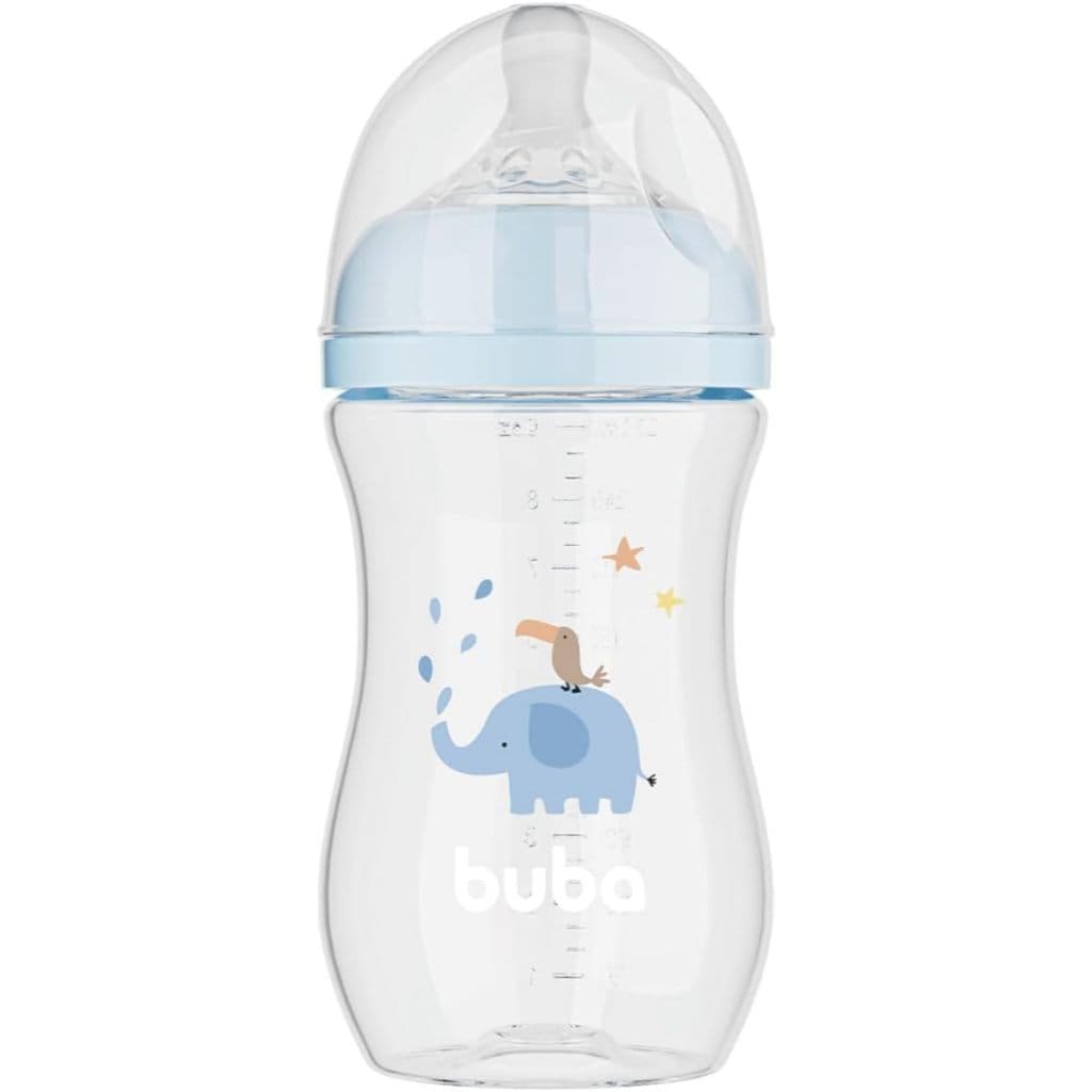 Mamadeira Easy Flow Elefante 270ml Anticólica Buba Cor Azul