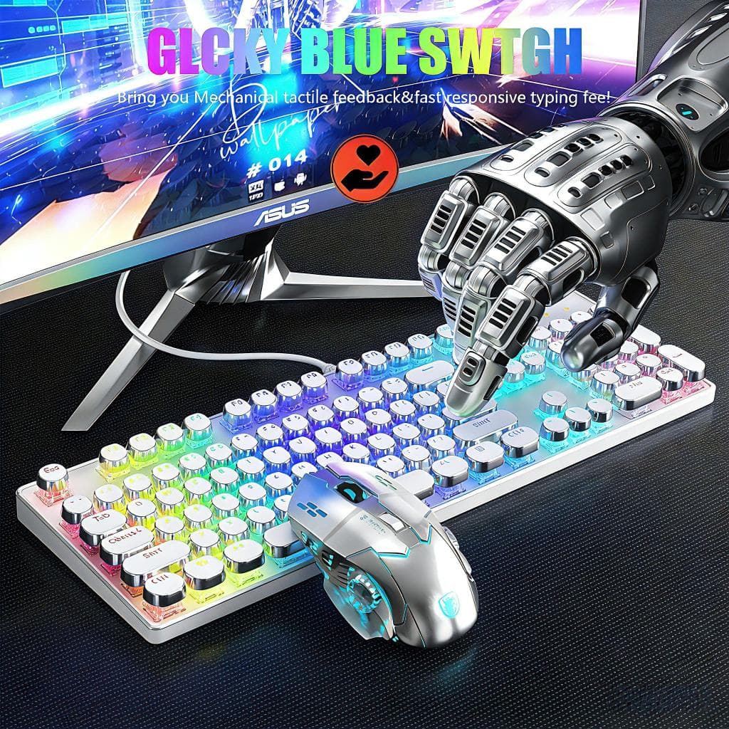 Kit Teclado Mecânico 100% Punk Esports + Mouse Gamer - Item Obrigatório para Jogadores H7