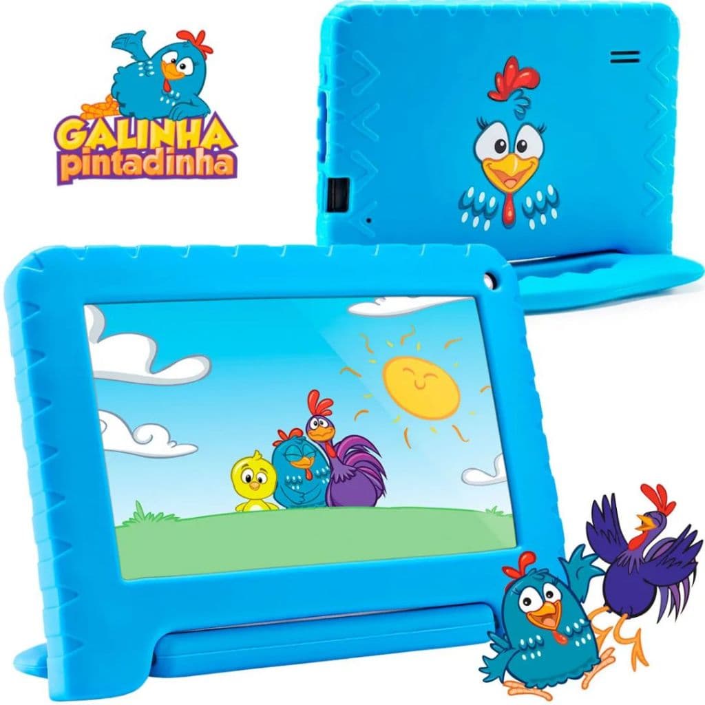 Tablet Infantil Galinha Pintadinha 64GB 4GB de RAM Wi-fi Tela 7" Com Capinha Android 11 - Original Multilaser