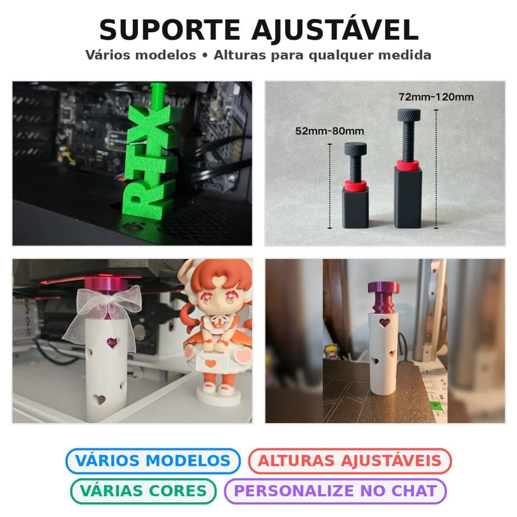 Suporte Ajustável para Placa de Vídeo | Anti-Sag GPU | Várias Alturas e Cores placa de Video gamer gabinete gamer
