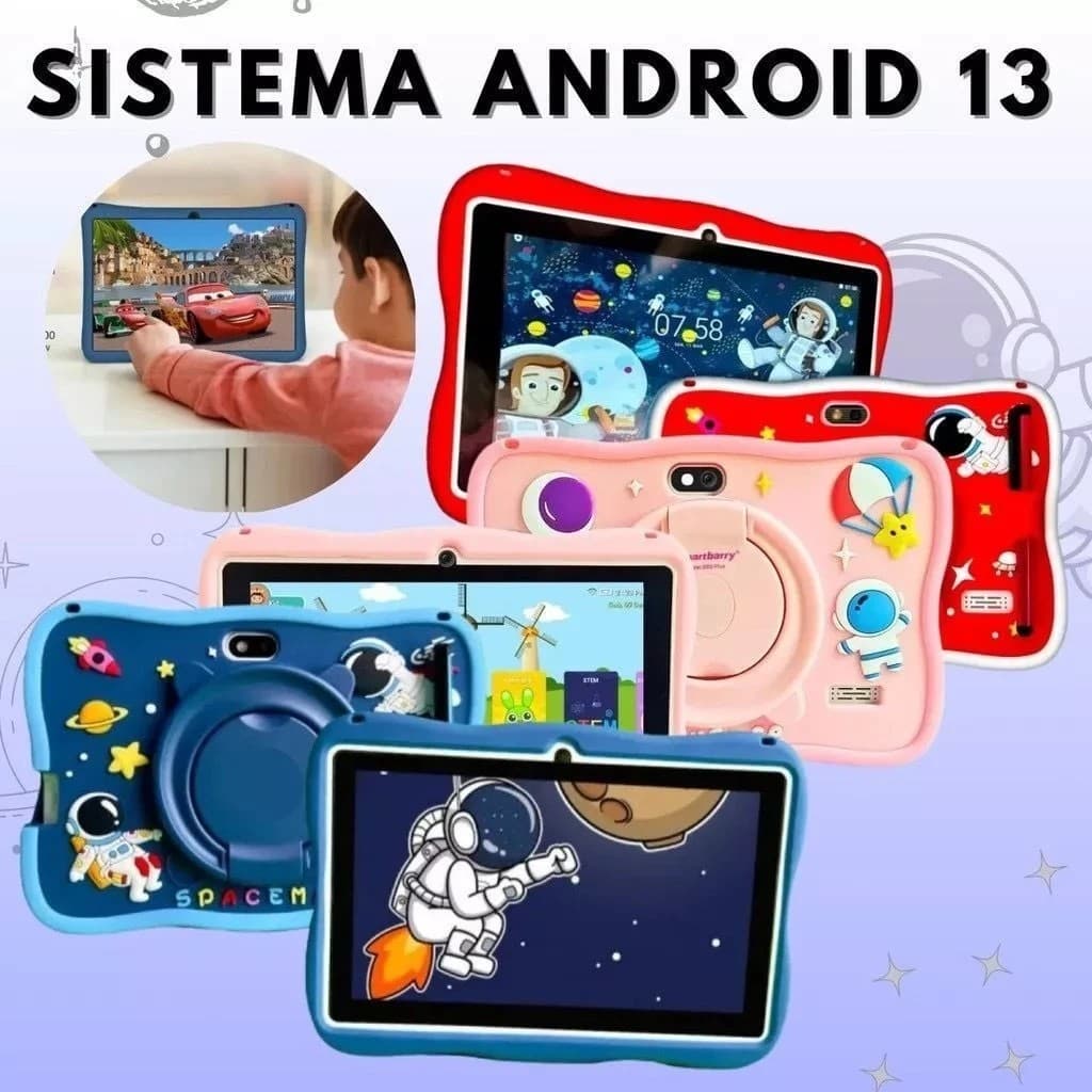 Tablet Infantil 7 Polegadas Android 13 Capa Astronauta Antiqueda Educativo