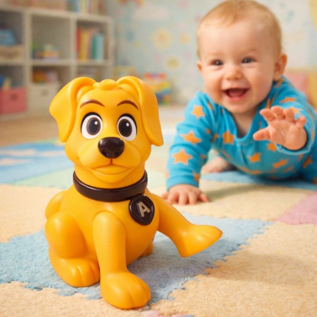 Brinquedo Infantil Cachorro Articulado Mordedor Vinil Macio Atóxico Brinquedo de Menino Menina Bebê