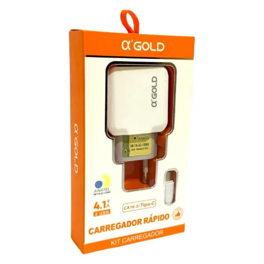 Carregador Rápido Tipo C Rápido 4.1A Duplo Usb