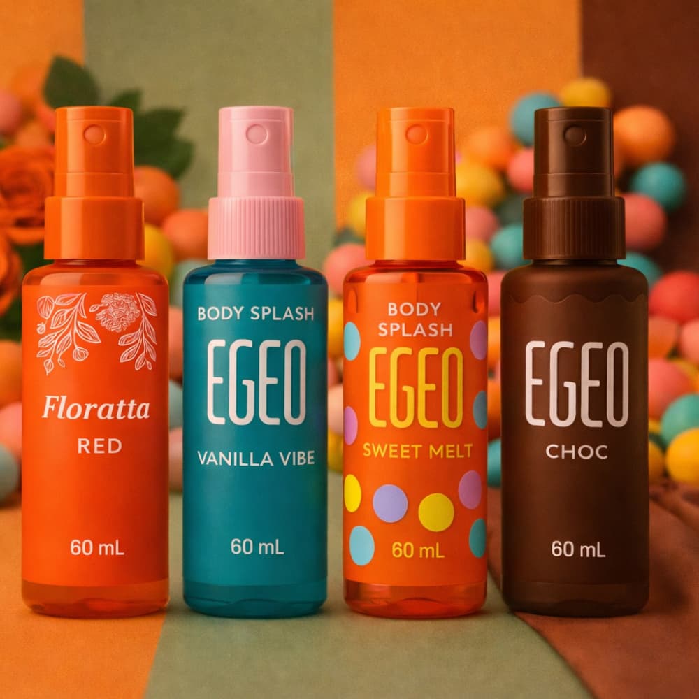 Kit 4 Body Splash Femininos Importados Egeo Floratta Red Vanilla Vibe e Melancia Aromas Refrescantes