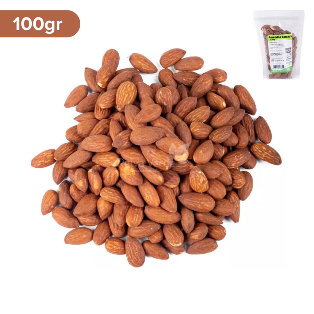 Amêndoa Torrada 100g Snack Crocante Saudável Relva Verde