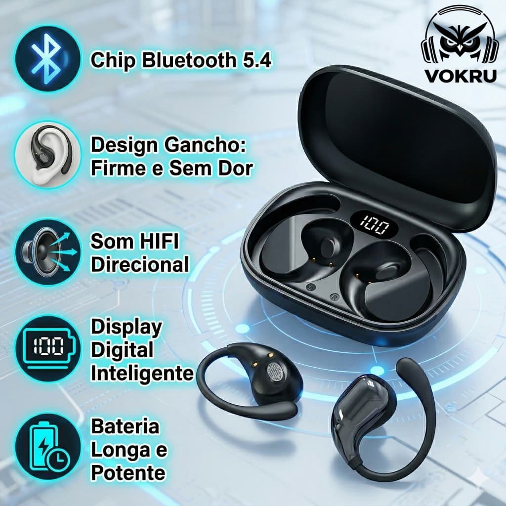 Fone Bluetooth Sem Fio com Microfone HD Bateria Longa Chamadas Claras e Conforto Prolongado I Esportivo Antitranspirante
