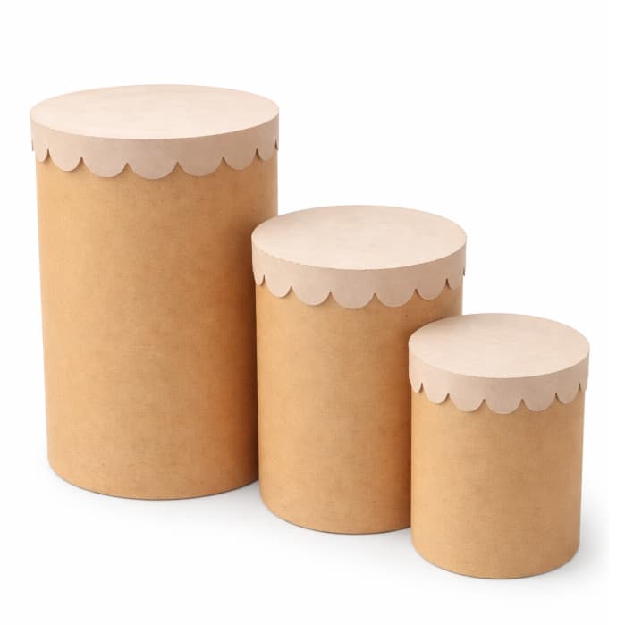Kit 3 Tampo Orgânico de Mesas Cilindro MDF Cru | Decoração Festa Infantil, Chá Revelação e Eventos