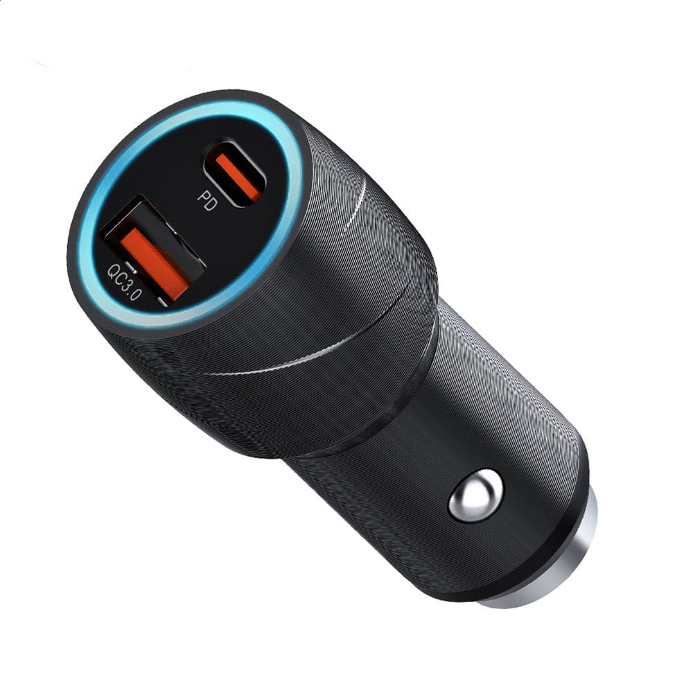 Carregador Veicular Turbo 38W USB-C Carregamento Rápido 12V 24V iPhone Samsung Xiaomi, somostel