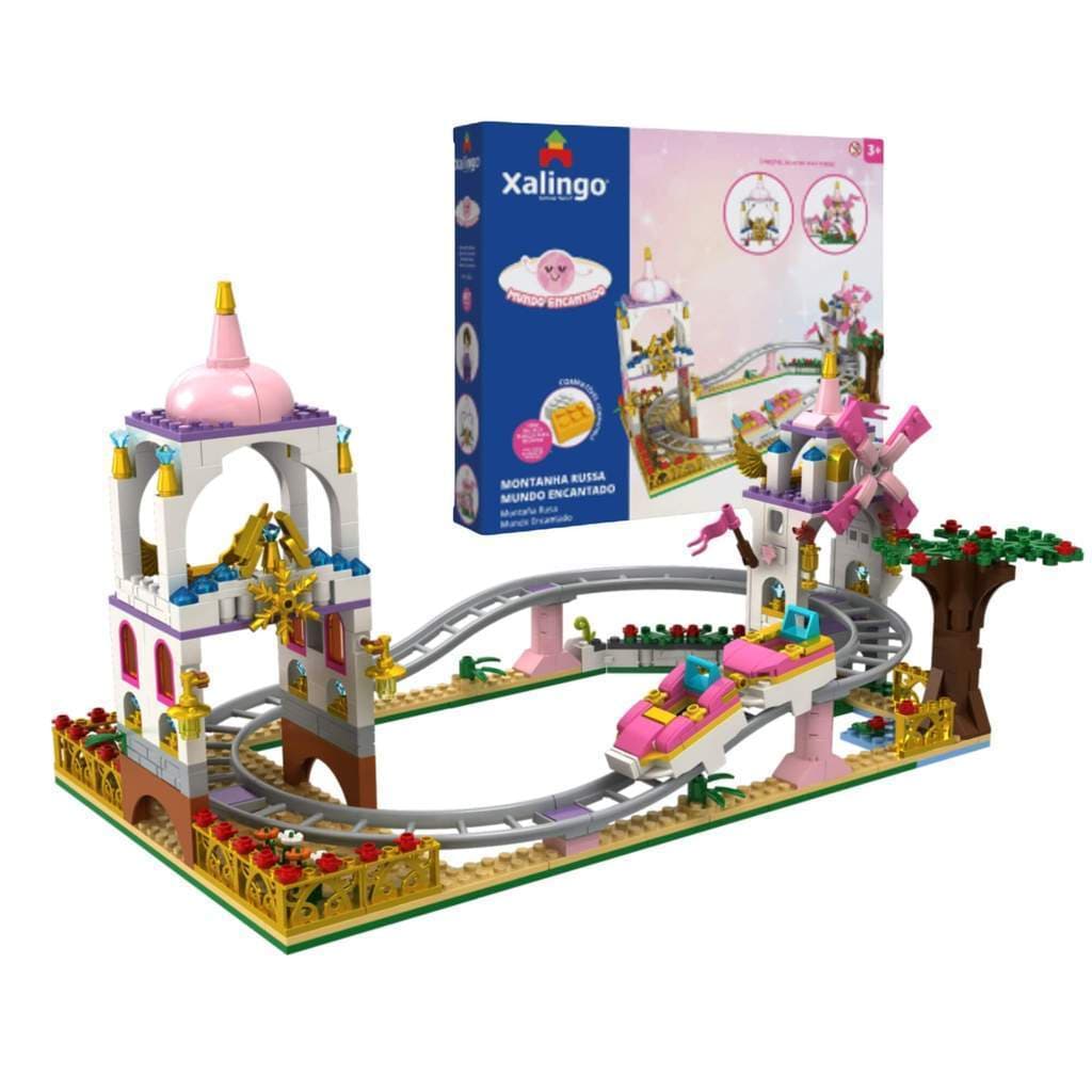 Brinquedo Infantil Mundo Encantado Montanha Russa 479 Peças Xalingo - 16221 LEGO BLOCOS DE MONTAR