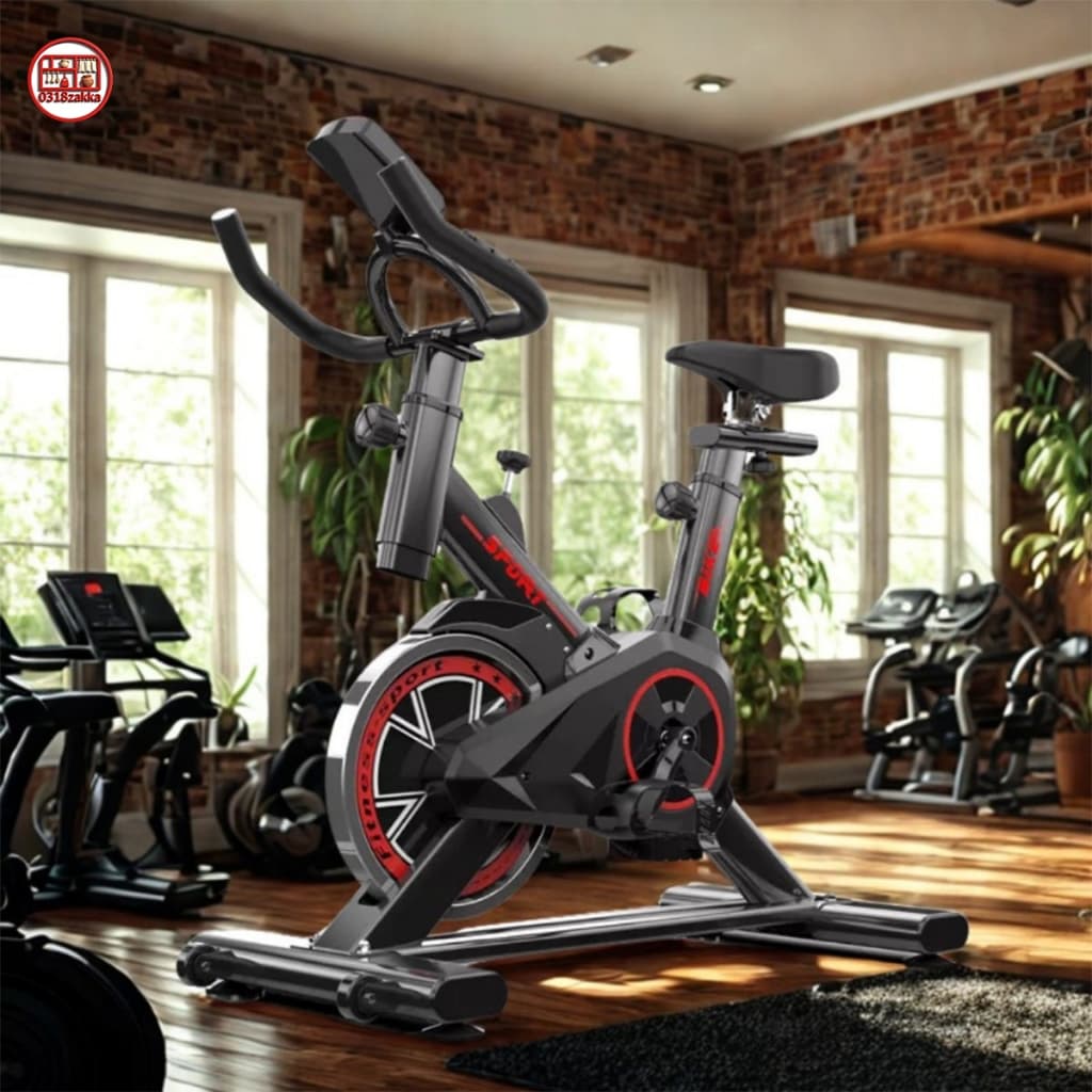 🚲Bicicleta Ergométrica Spinning Preto/Vermelho - Ajuste Ergonômico e Monitor de Treinamento -V3